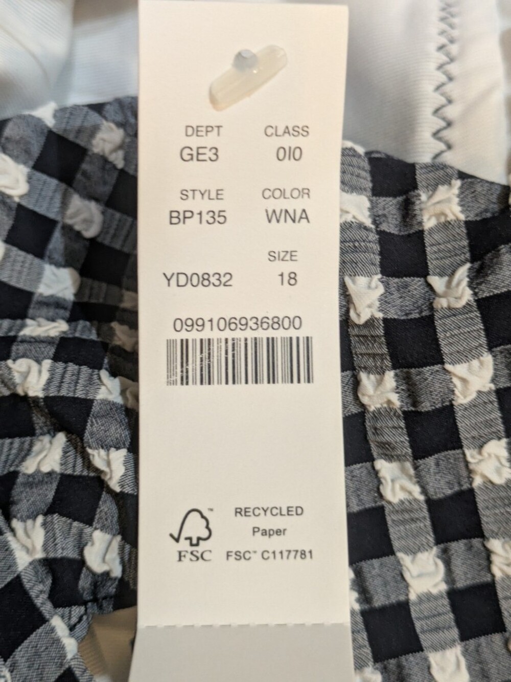 NWT J. Crew Ruched Ruffle Navy White Gingham Seersucker One-Piece Swimsuit Sz 18 - Picture 9 of 13